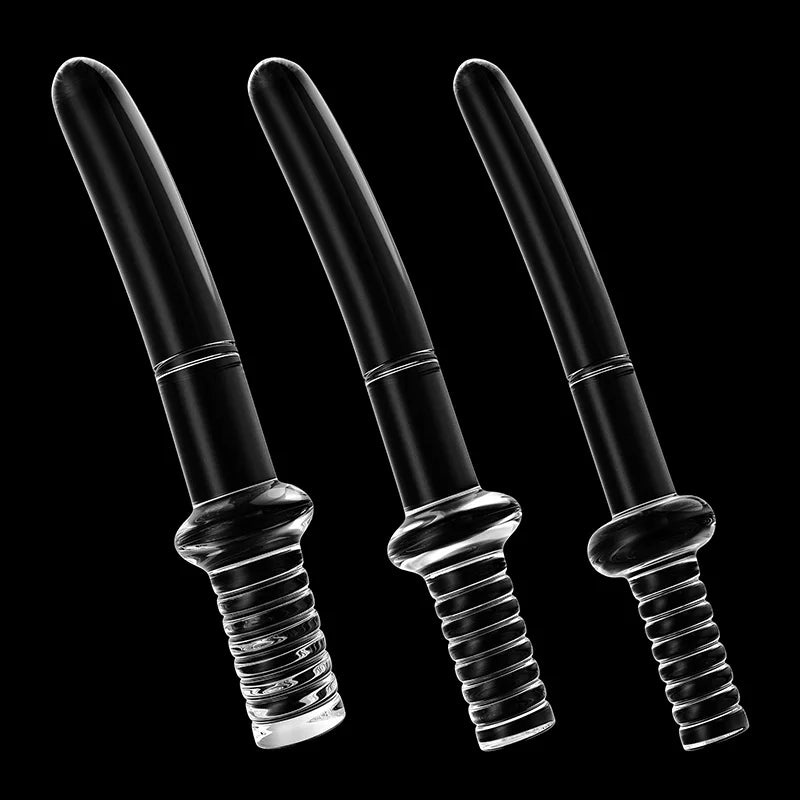 3Pcs Set Clear Handle Glass Dildo
