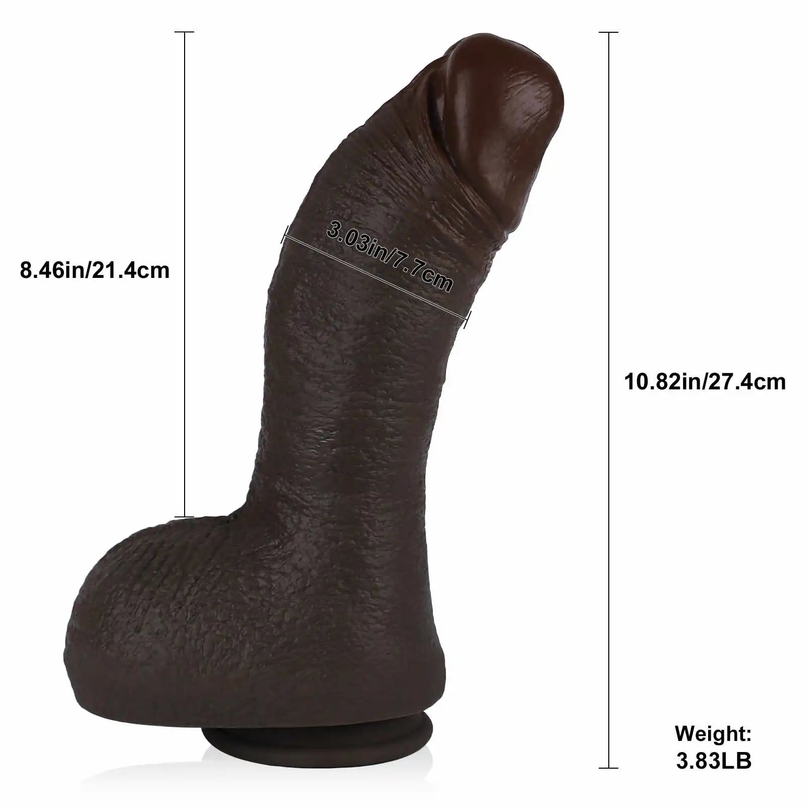Ultra Thick Silicone Realistic Black Dildo 10.82 Inch