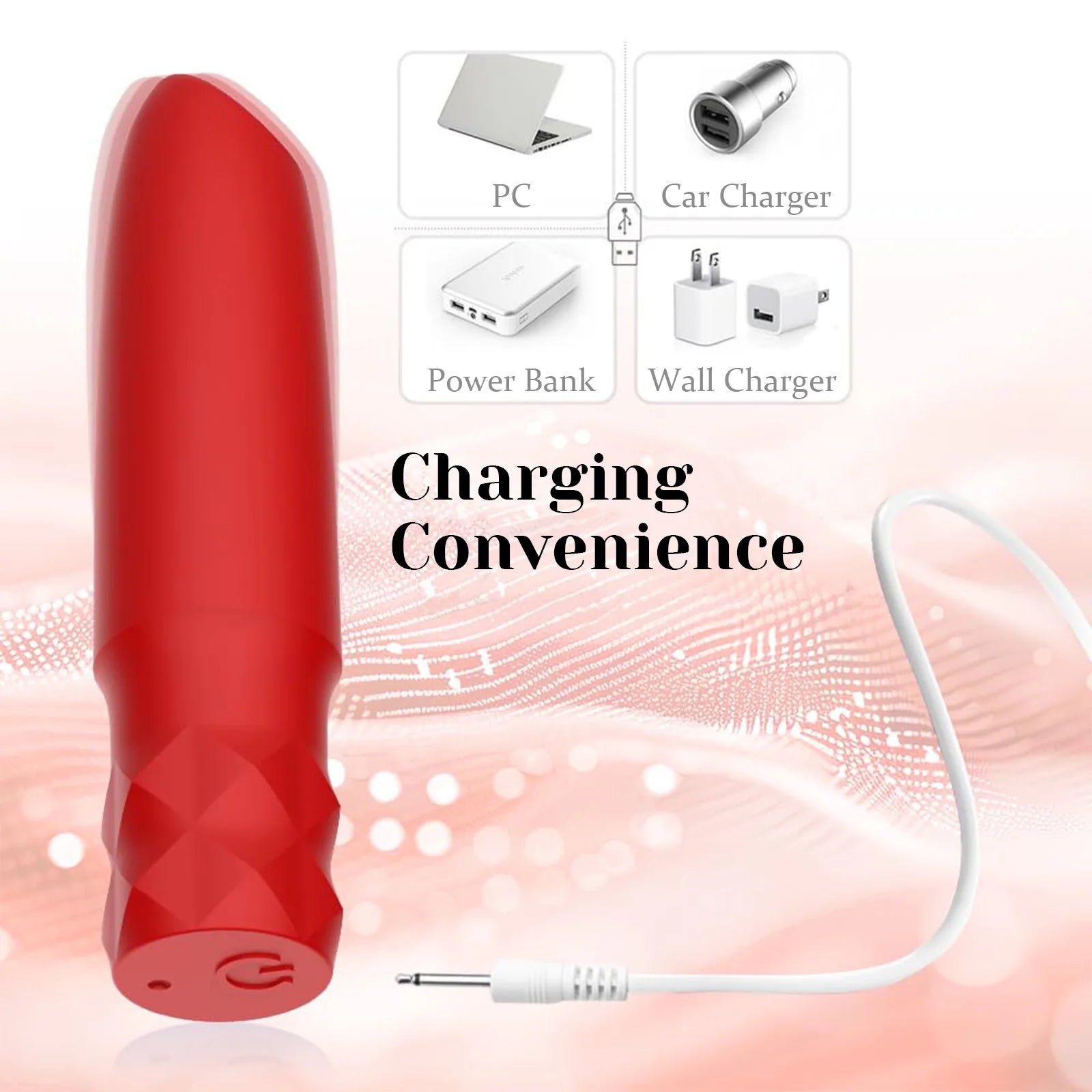 10 Powerful Vibrating Modes Rechargeable Lipstick Vibrator