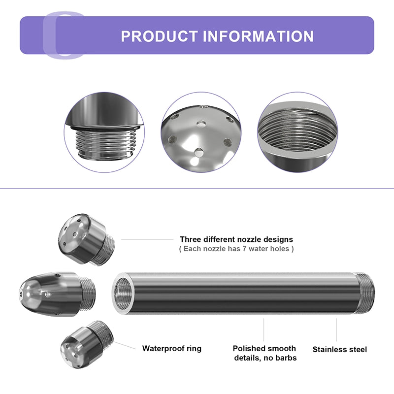 Aluminum Anal Douche with 3Pc Head
