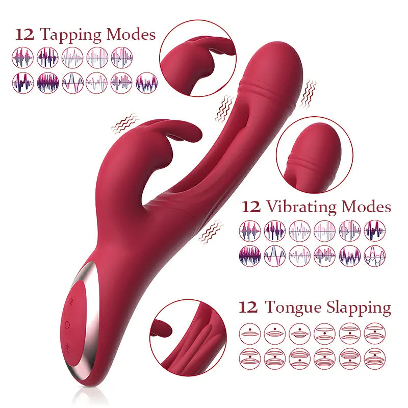 12 Tapping & Vibrating Modes Rabbit Vibrator