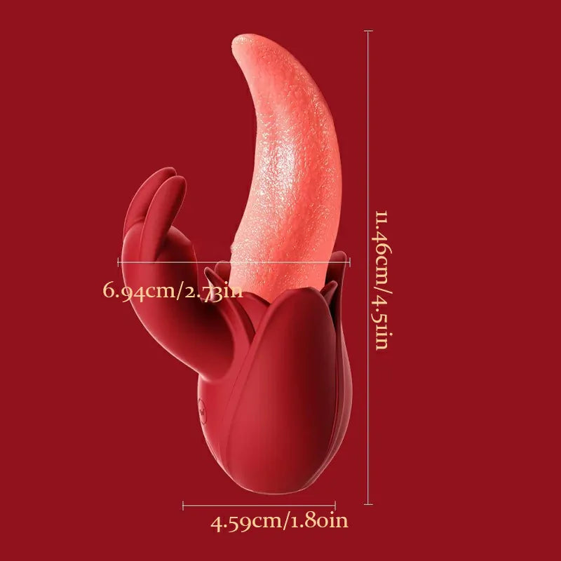 Silicone Tongue Rabbit Vibrator with Licking & Tapping
