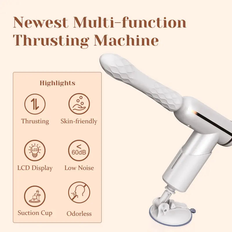 Portable Thrusting Sex Machine with 4 Massager Heads