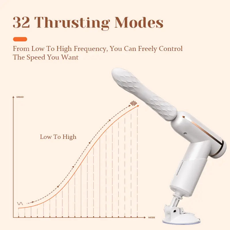 Portable Thrusting Sex Machine with 4 Massager Heads
