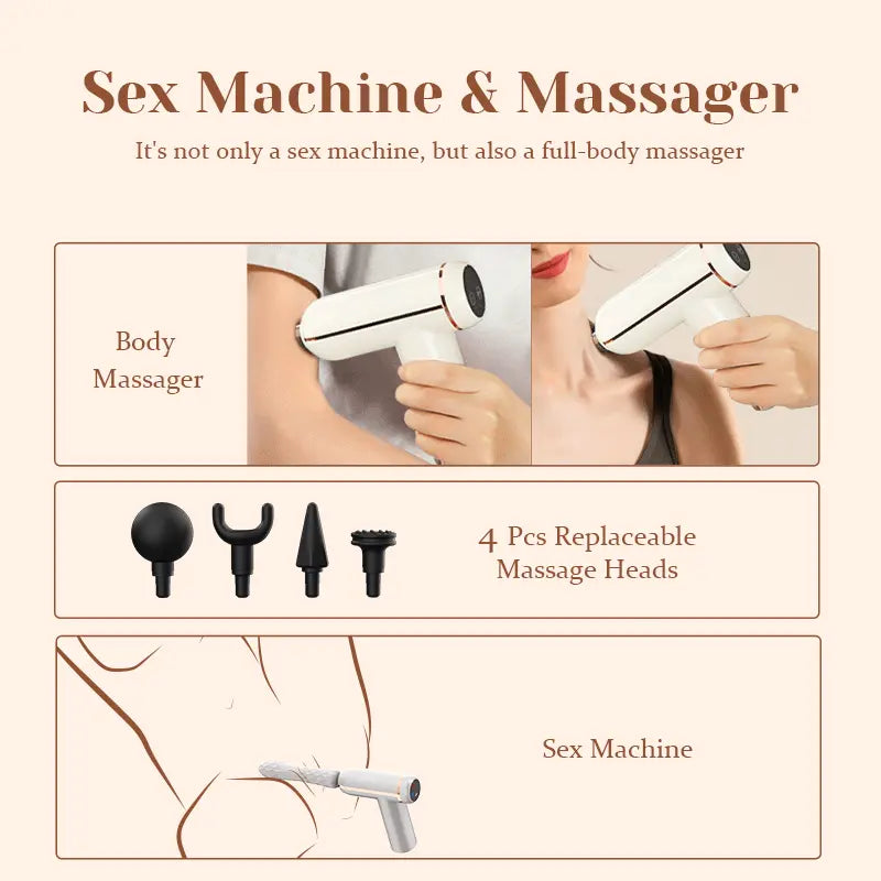 Portable Thrusting Sex Machine with 4 Massager Heads