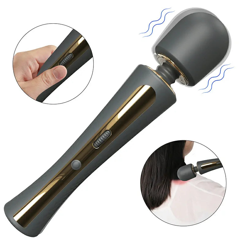 7 Vibration Modes Roller Control Silicone Rechargeable Wand Vibrator